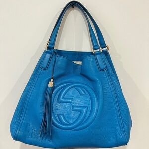 Gucci Soho Leather Tote Bag – Blue